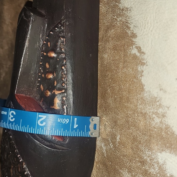 Ornate wood and metal wall mask display. - Picture 5 of 9